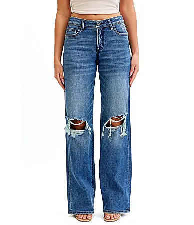 Hidden Jeans Logan Mid Rise Distressed Dad Jeans - 27 | Dillard's