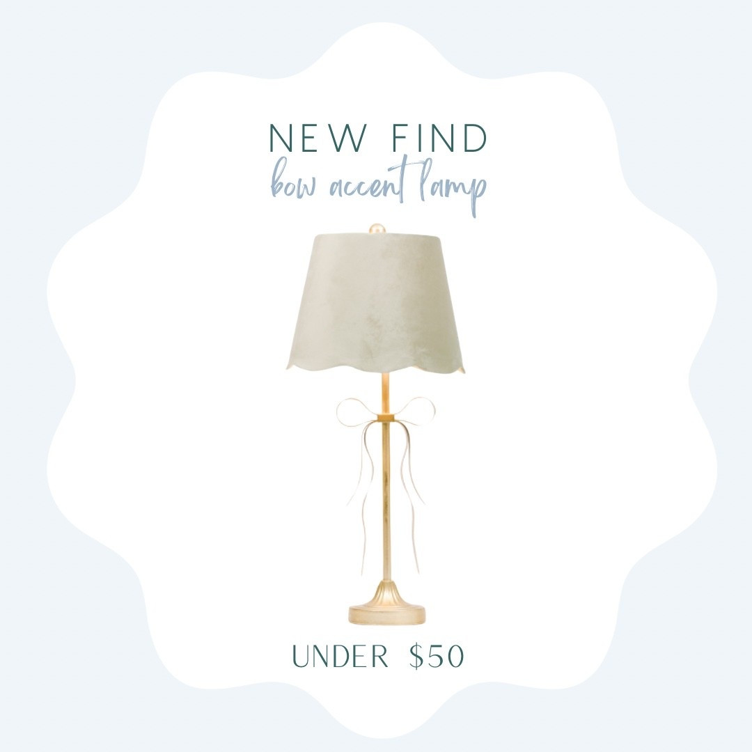 Bow accent lamp with scalloped shade under $50! 

Lamp, scalloped lamp, bow lamp, girls lamp, girls bedroom decor, bow decor 