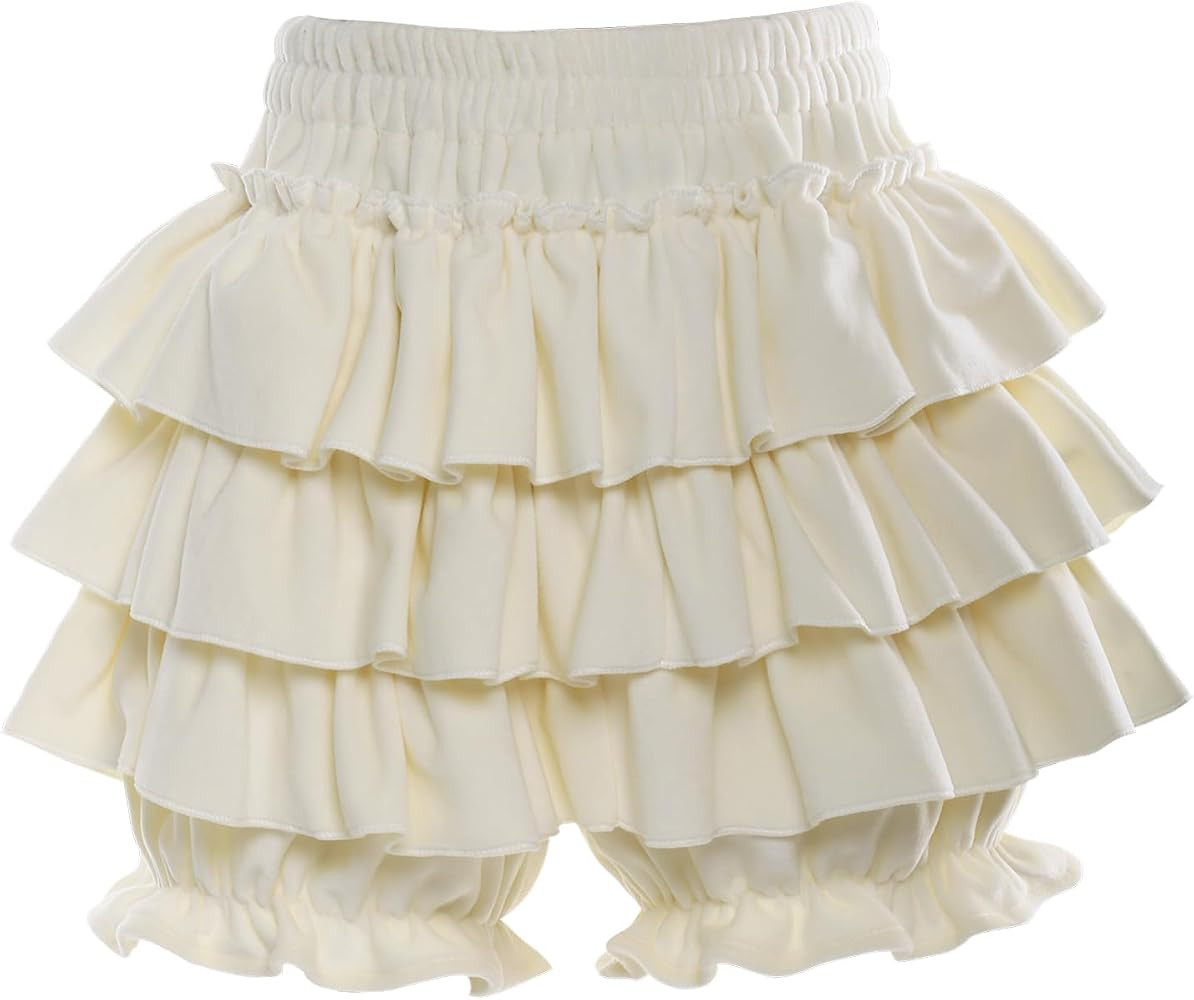 Vibsion Womens Lolita Bloomers Plush Ruffles Pumpkin Pants Bottom Shorts | Amazon (US)
