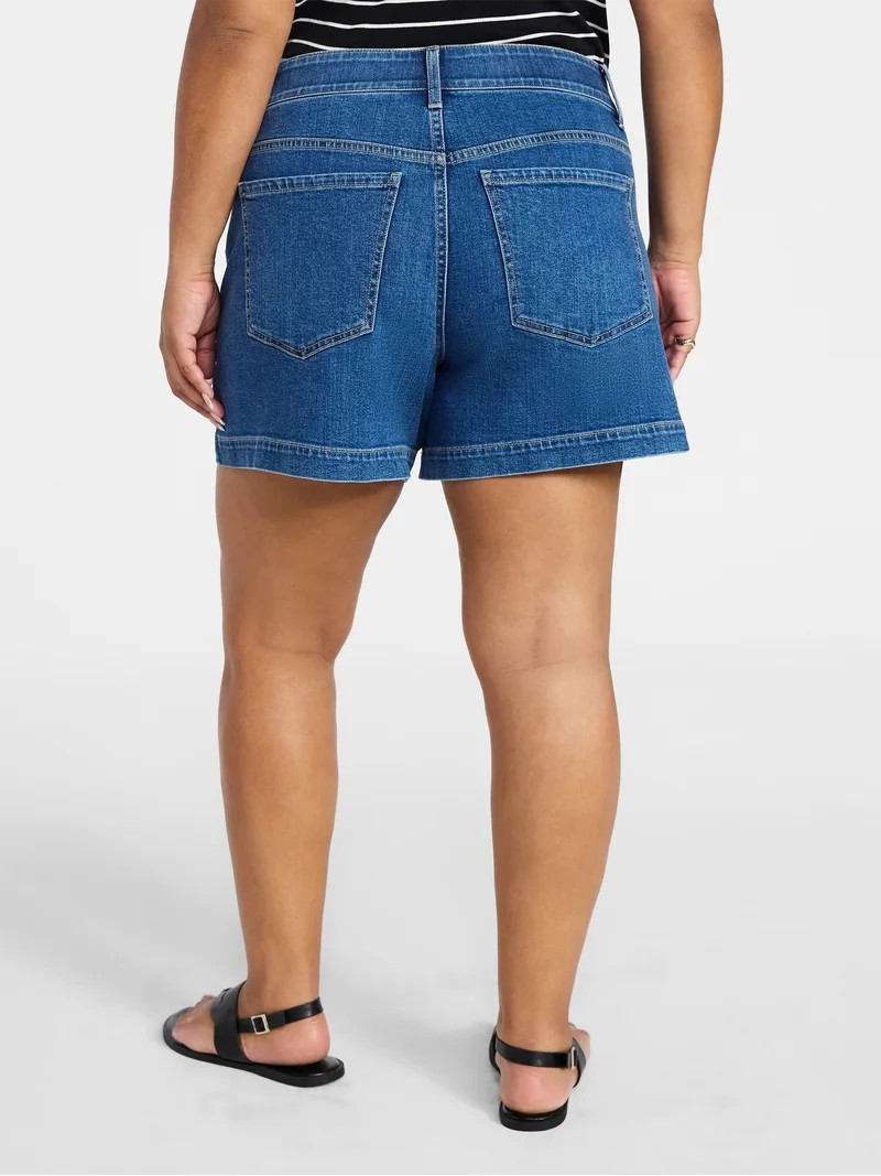 Terra & Sky Women's Plus High Rise A Line Denim Shorts, 5" Inseam, Sizes 16W-26W | Walmart (US)
