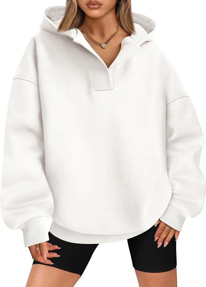 BTFBM Women's Oversized Hoodies Casual Fleece Long Sleeve V Neck Sweatshirts 2026 Trendy Fall Out... | Amazon (US)