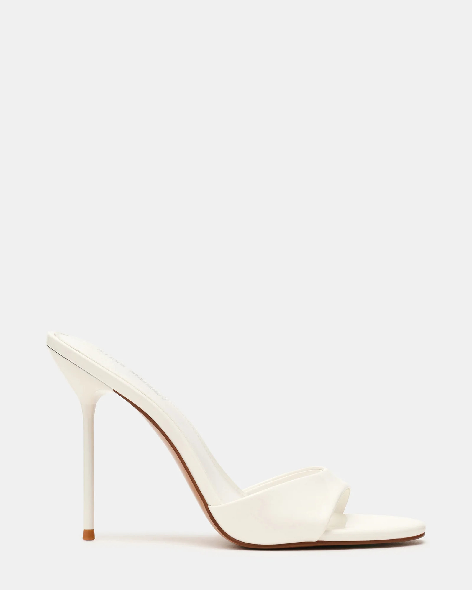 DAVINA White Patent Rounded Open-Toe Mule Stiletto Women's Heel | Steve Madden (US)