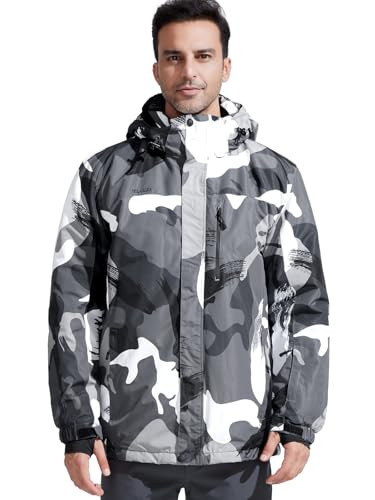 FREE SOLDIER Men's Waterproof Ski Snow Jacket Fleece Lined Warm Winter Rain Jacket with Hood Fully Taped Seams(Camouflage,M) | Amazon (US)