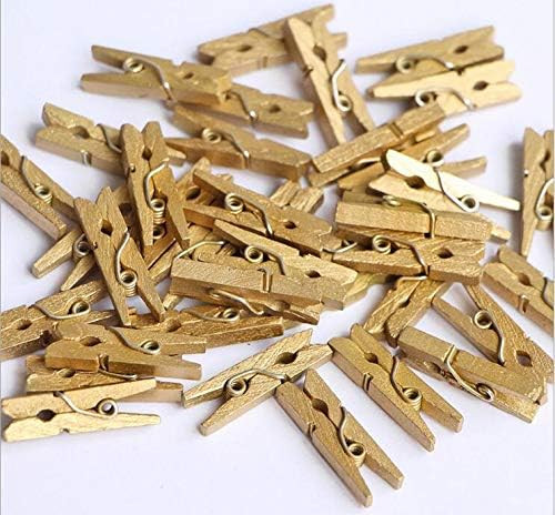 iKammo 50pcs Wood Gold Clothespins Mini Wooden Gold Clothes Pins for Photo Peg Pin Compatible Gif... | Amazon (US)