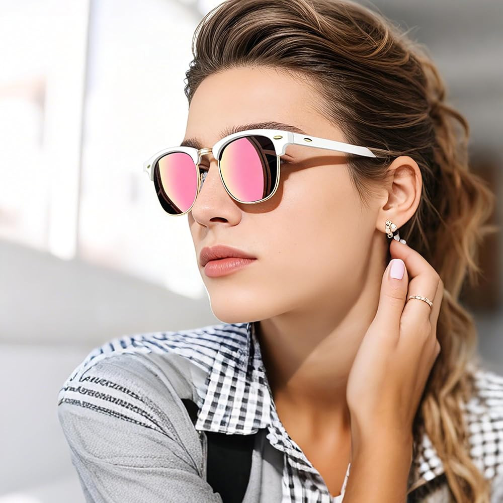 Joopin Vintage Sunglasses Half Frame Sun Glasses Polarized UV Protection Browline Shades for Wome... | Amazon (US)