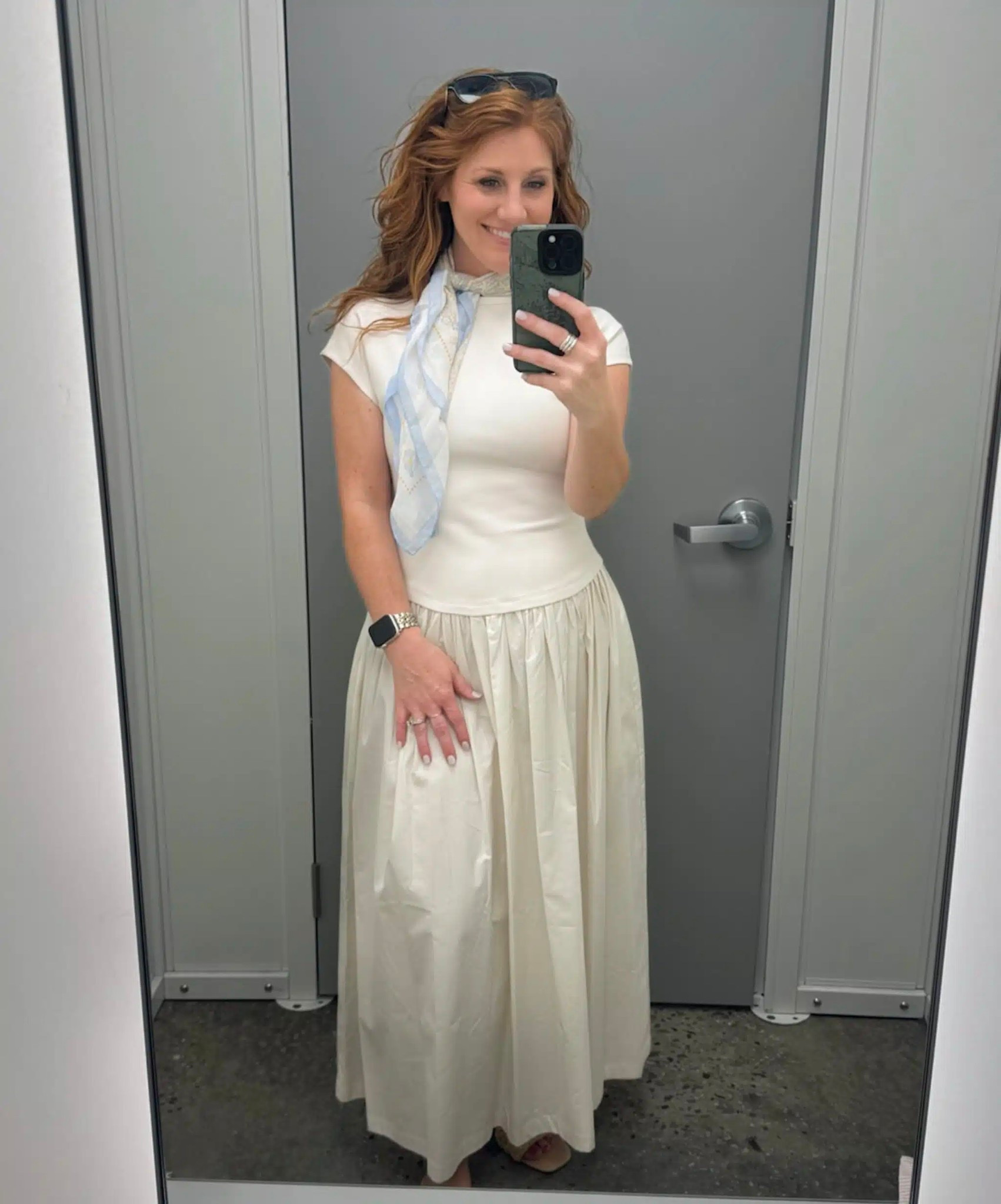 Stephanie looks great in this maxi dress and paired with a fun scarf! She is wearing her normal size small. It also comes in black and is currently on sale for only $18! 

#LTKPetite #LTKOver40 #LTKootd