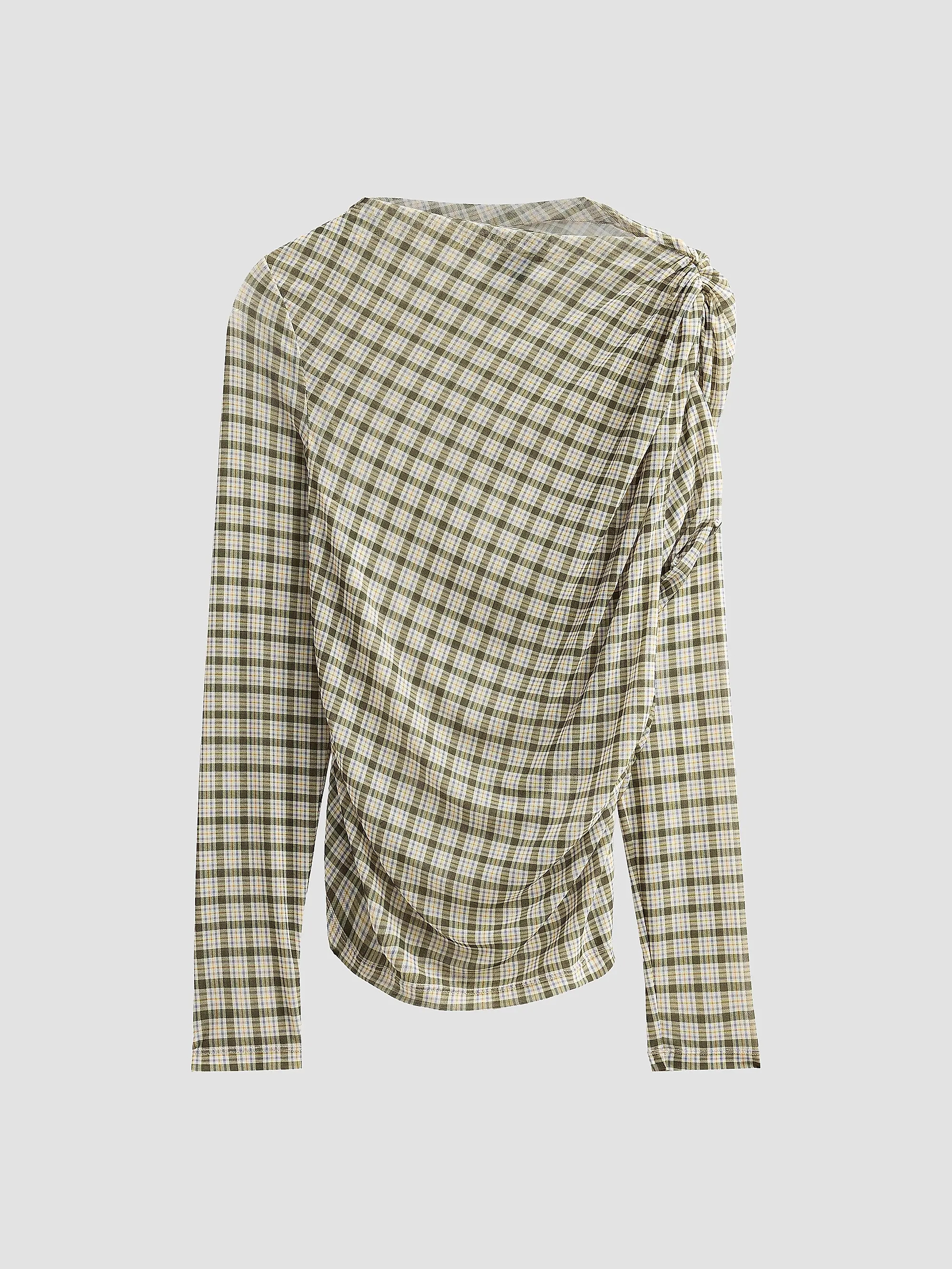 Nuvina Checked Draped Top | Saks Fifth Avenue