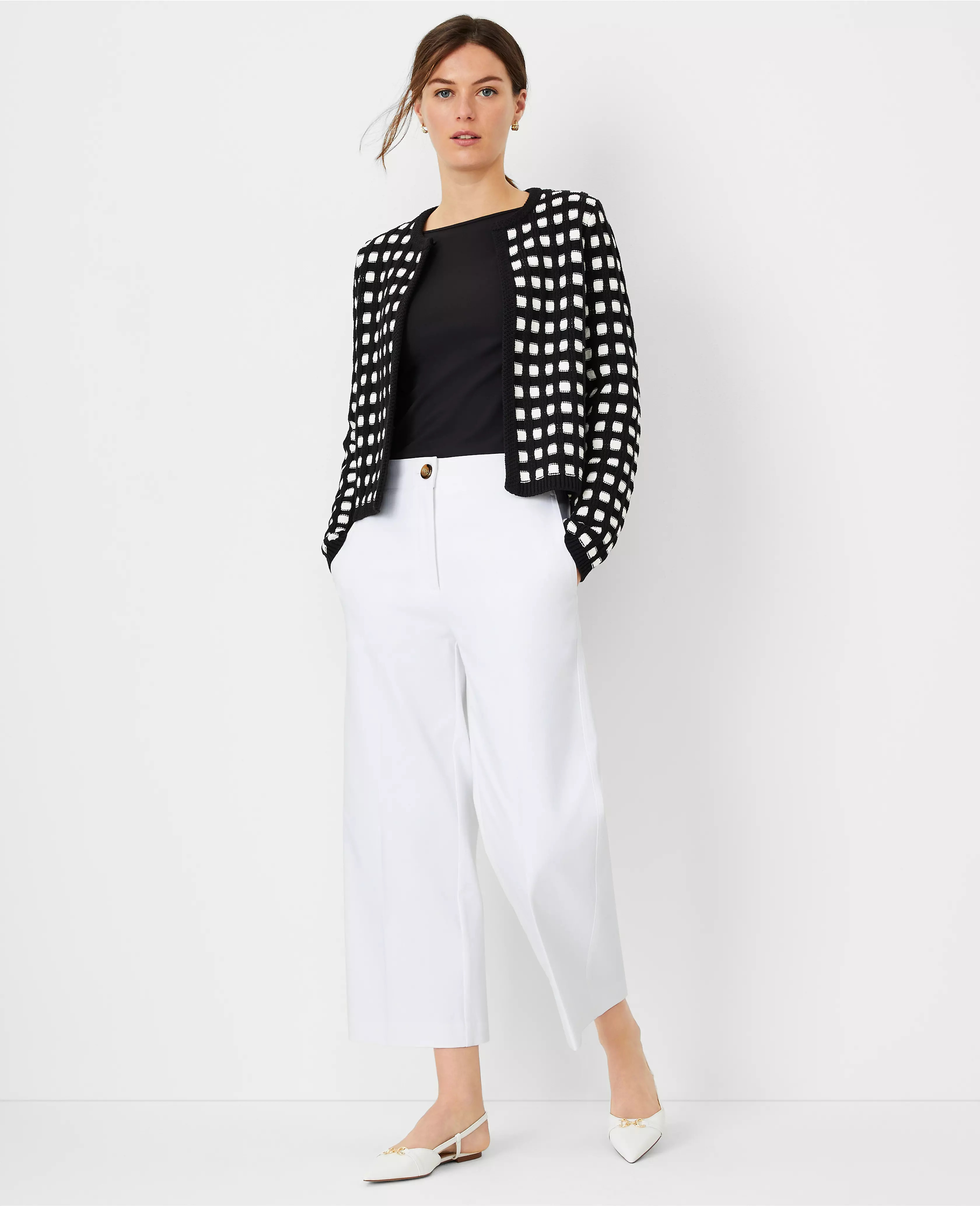 The High Rise Kate Wide Leg Crop Pant in Texture | Ann Taylor (US)