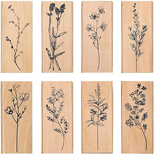 Plant and Flower Decorative Wooden Rubber Stamp Set for DIY Craft, Diary, Crafting, Scrapbooking ... | Amazon (US)