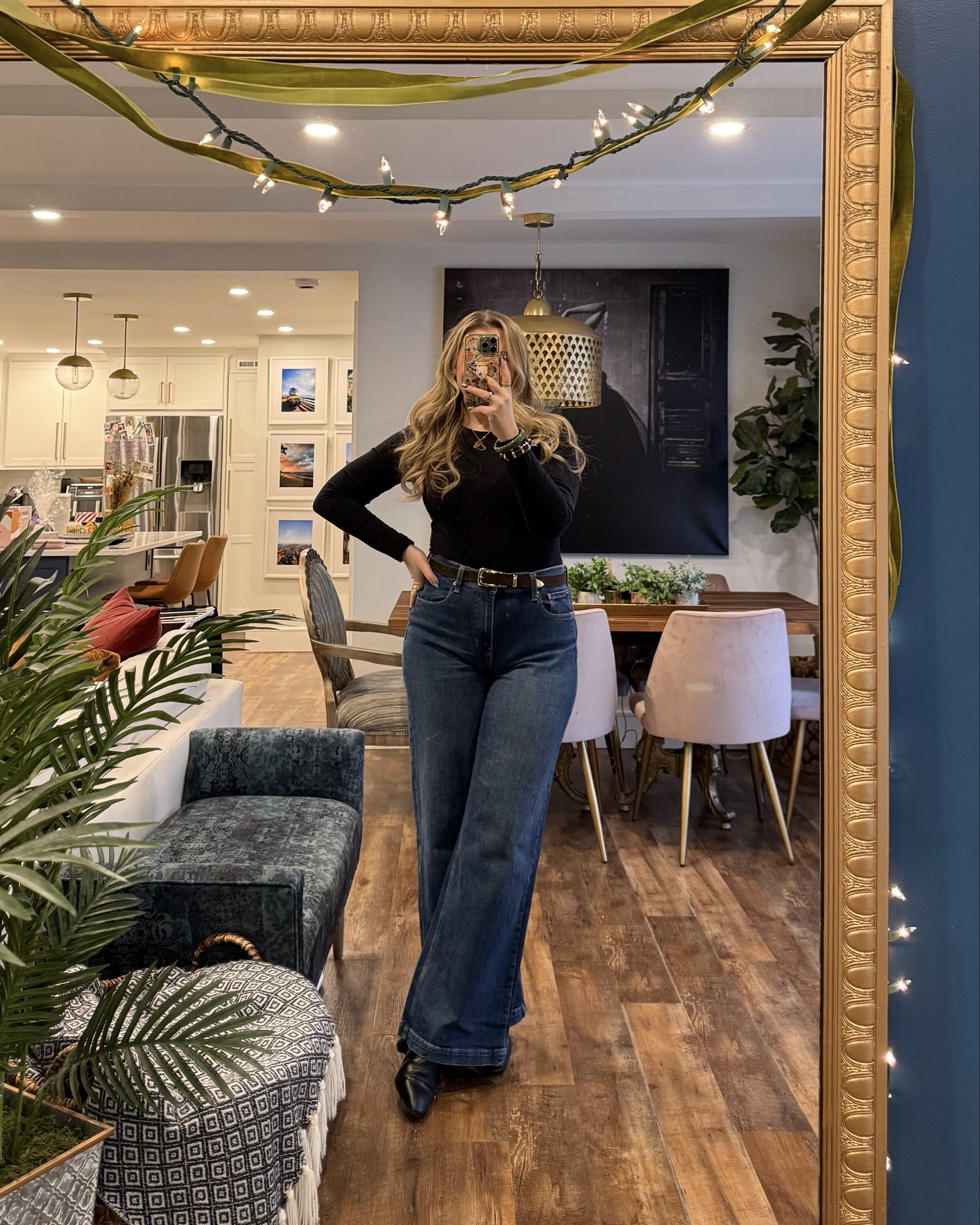 Wearing the jeans in long, they are true to size and have a lot of stretch. These are my favorite long sleeve shirts - I have multiple in crew & boatneck, I wear a medium. Boots are my absolute favorite, use code: JACKIE15 for 15% off. Wearing a medium in the belt. 

#LTKMidsize #LTKSeasonal #LTKootd