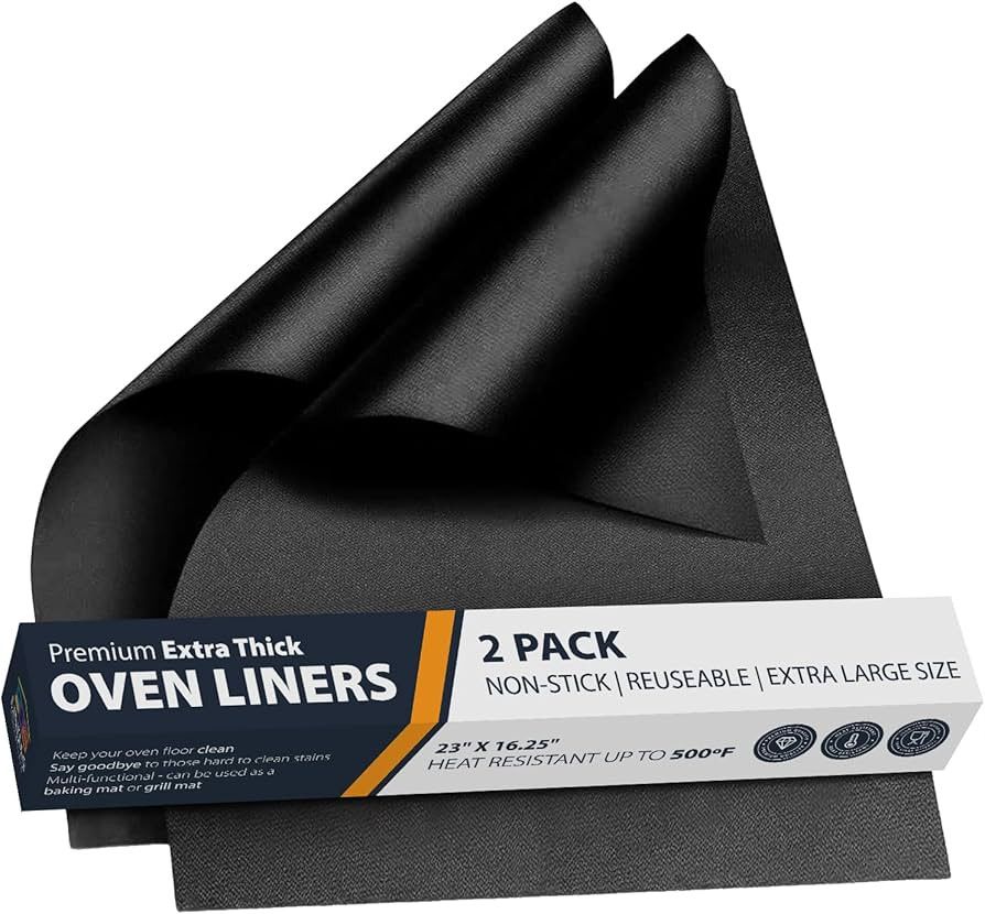 Oven Liners for Bottom of Oven - 2 Pack Large Heavy Duty Mats, 17”x25” Non-Stick Reusable Lin... | Amazon (US)