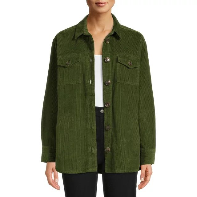 Time and Tru Women's Corduroy with Buttons Shacket | Walmart (US)