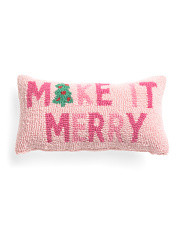 9x16 Make It Merry Hooked Pillow | Marshalls