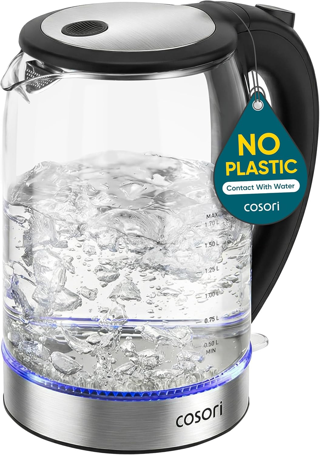 Cosori Electric Kettle, No Plastic Contact with Water, 1.7L, Black | Amazon (US)