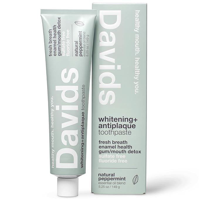Davids Fluoride Free Toothpaste, Teeth Whitening, Antiplaque, SLS (Sulfate) Free, Promotes Enamel... | Amazon (US)