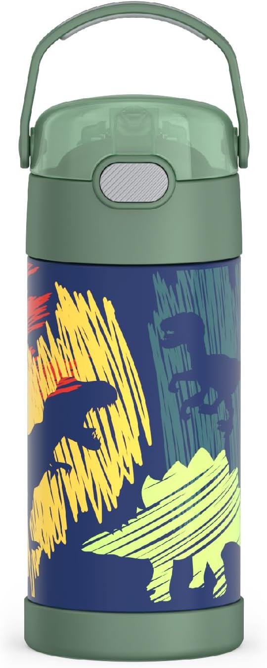 THERMOS FUNTAINER Water Bottle with Straw - 12 Ounce, Dinosaurs - Kids Stainless Steel Vacuum Ins... | Amazon (US)