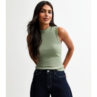 Women's Green Ribbed Racerback Tank Top New Look | New Look (UK)