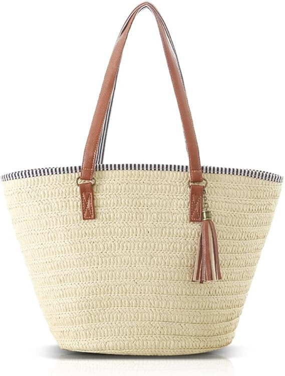 Pahajim Straw Beach Bags Tote Tassels Bag Hobo Summer Handwoven Shoulder Bags | Amazon (US)