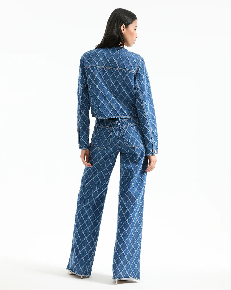 Nolita Diamond-Printed Denim Jacket in Blue | Veronica Beard | Veronica Beard