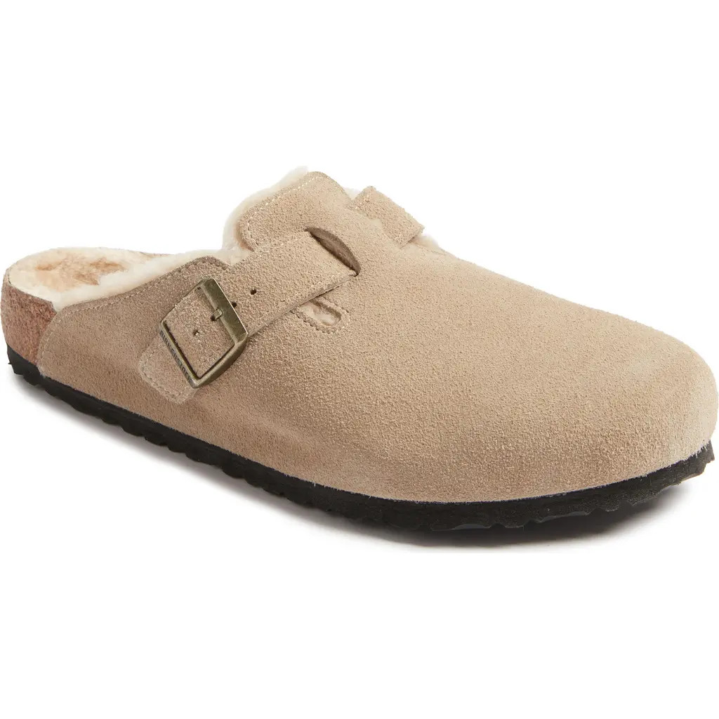 Birkenstock Boston Genuine Shearling Lined Clog in Taupe at Nordstrom, Size 10-10.5Us | Nordstrom