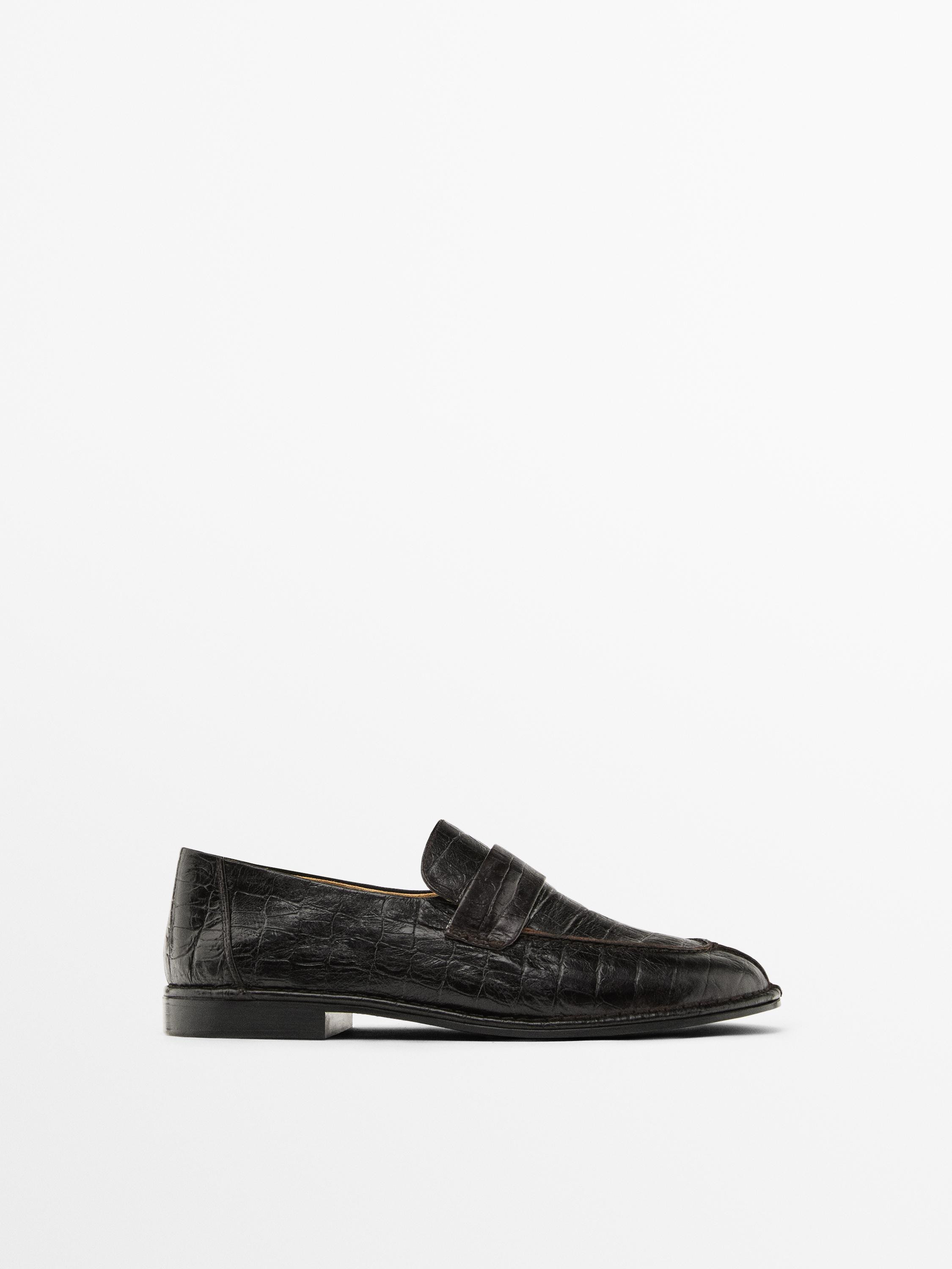 Mock croc embossed loafers | Massimo Dutti US
