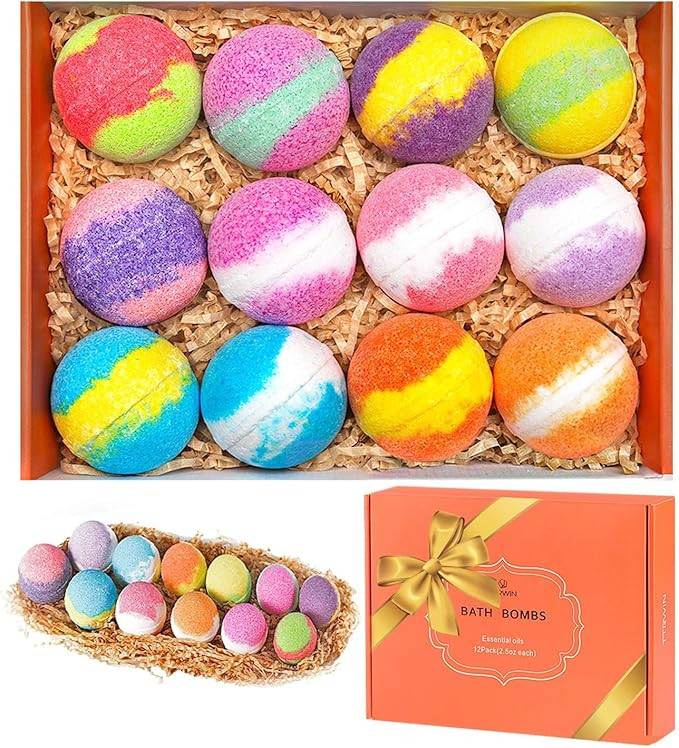 TTRWIN Bath Bombs for Women, 12 Pcs Handmade All Natural Organic Bath Bombs Gift Set, Essential O... | Amazon (US)
