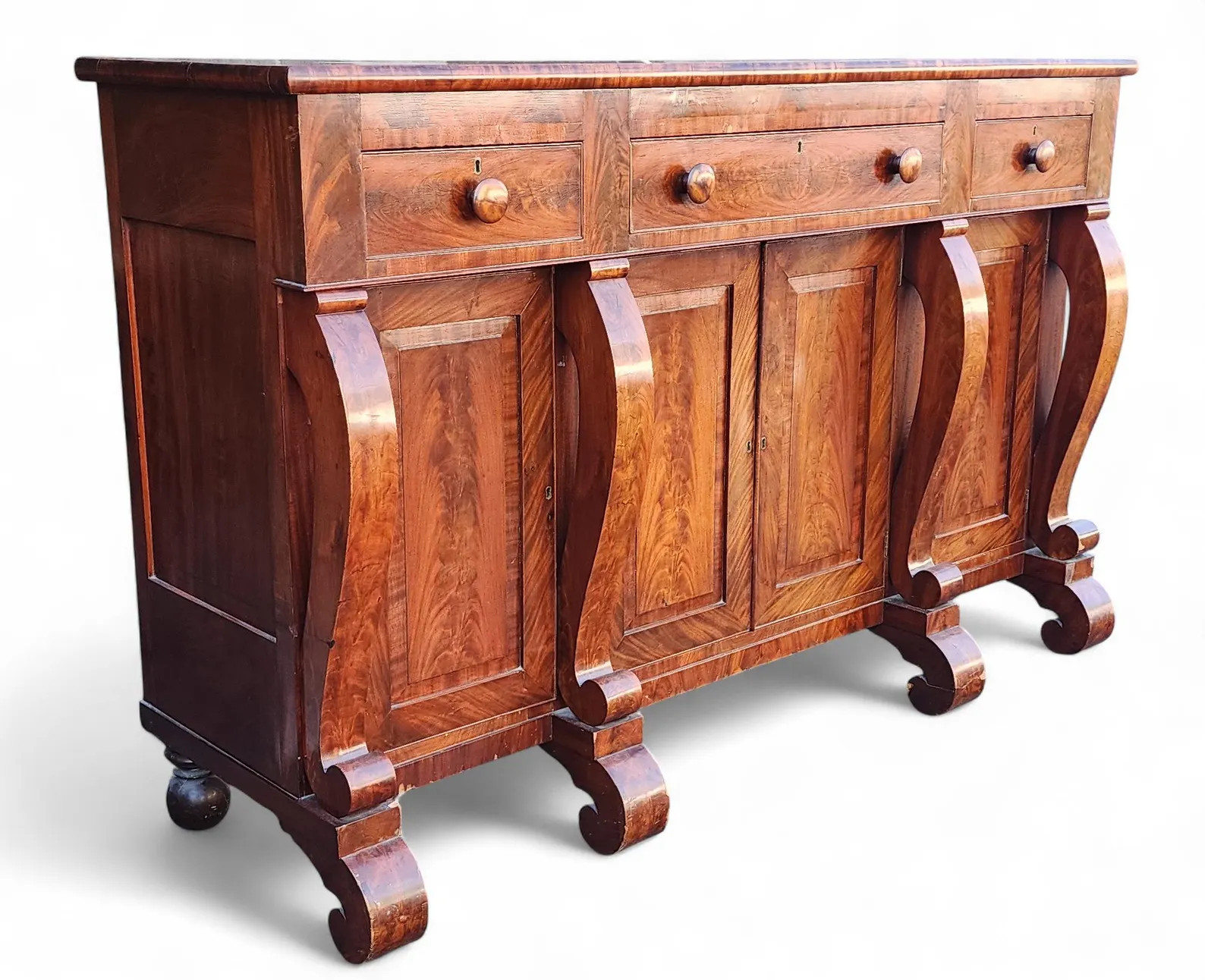 Antique American Empire Flame Mahogany Dining Room Buffet Sideboard Cabinet, C1840 PLEASE Read DE... | Etsy (US)