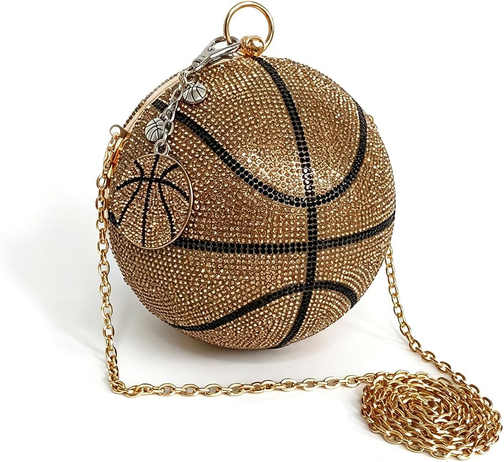 Basketball Purse For Woman Rhinestone Basketball Handbag Shaped Crossbody Chain Evening Party Clu... | Amazon (US)
