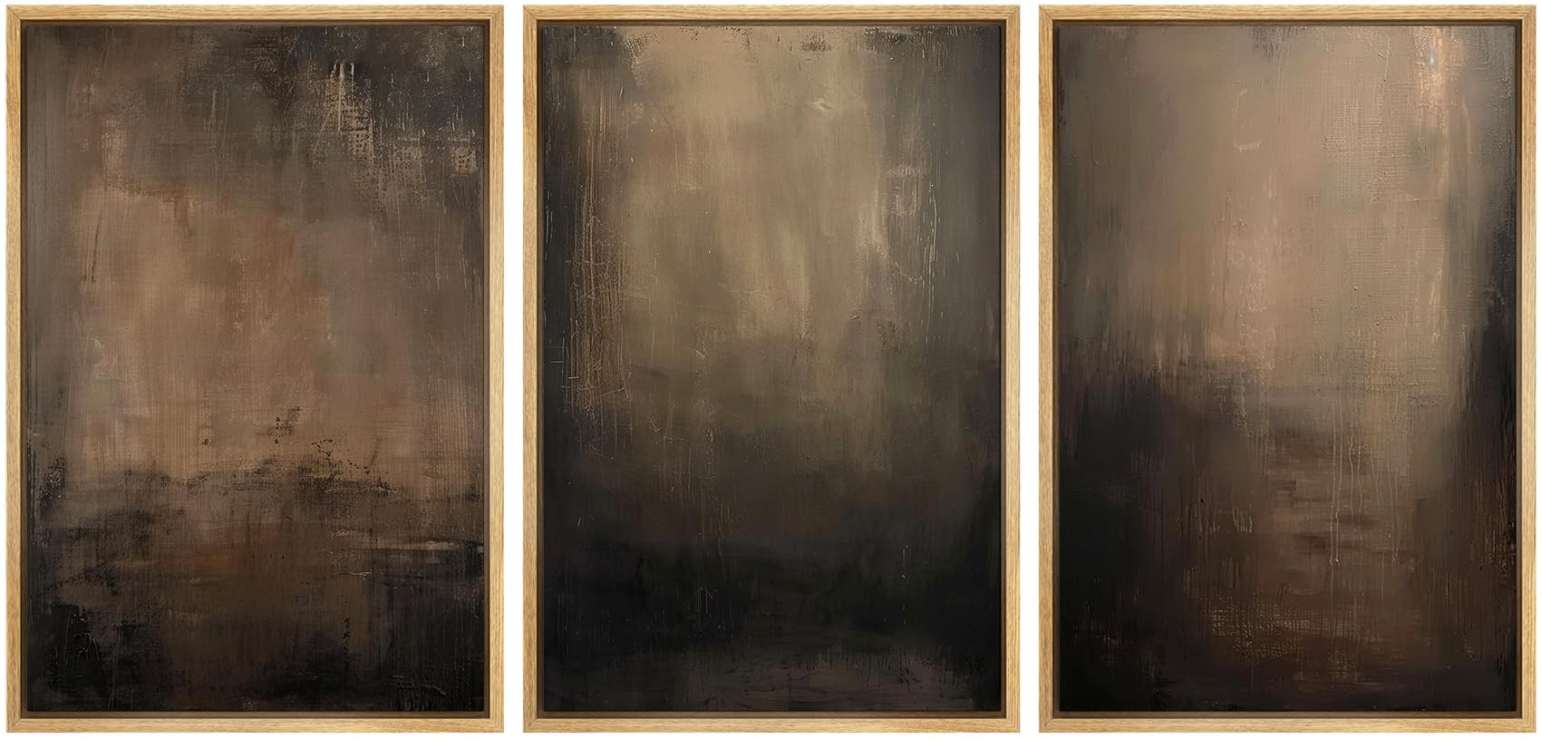 SIGNFORD Framed Canvas Print Wall Art Set Abstract Earthy in Deep Brown and Beige Tones Modern Ar... | Amazon (US)