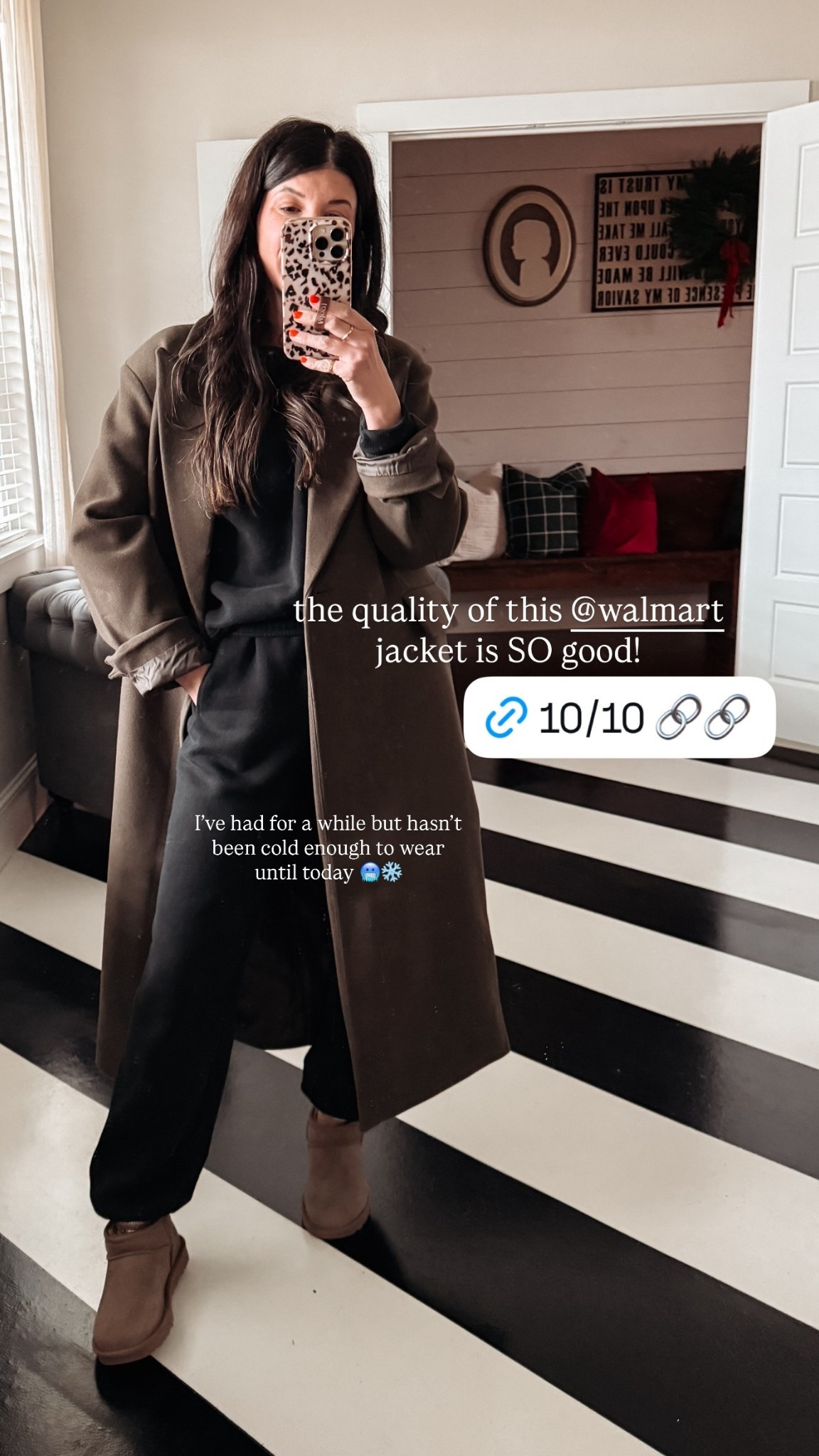 the quality of this @walmart jacket is SO good!  I’ve had for a while but hasn’t been cold enough to wear until today 🥶❄️