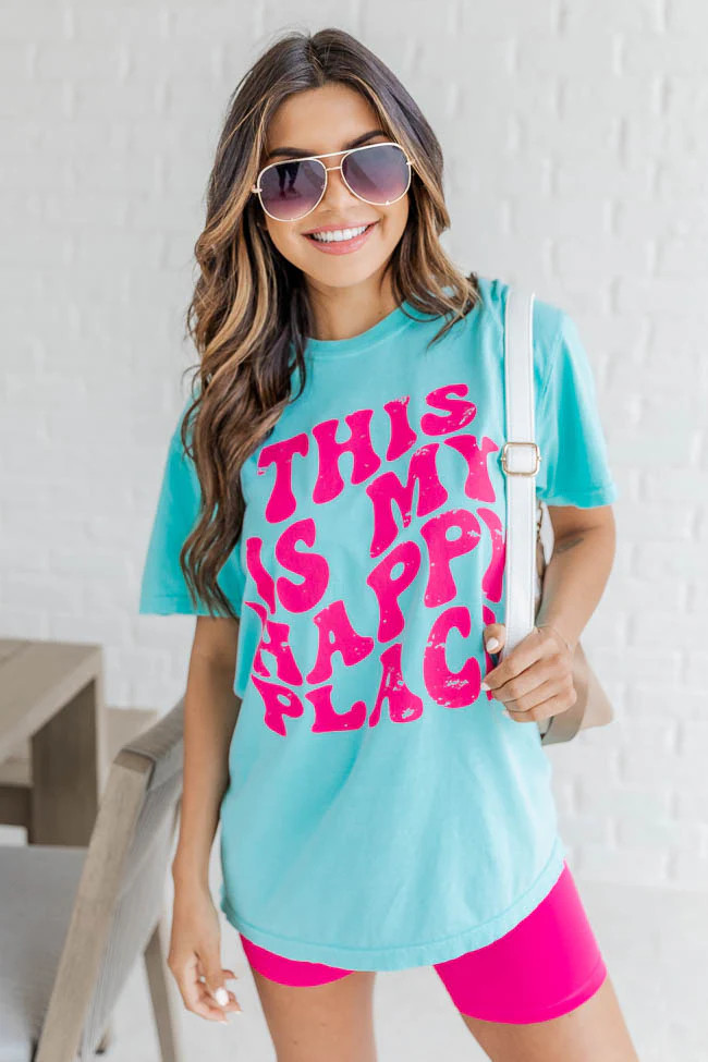 This Is My Happy Place Mint Graphic Tee | Pink Lily