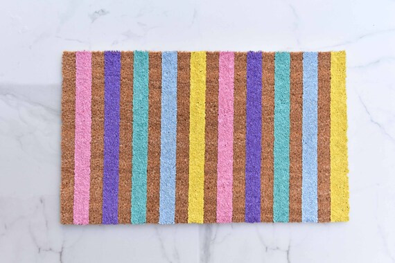 Pastel Striped Doormat Cute Doormat Spring Doormat Welcome | Etsy | Etsy (US)