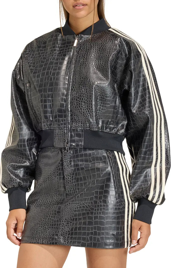 SST Croc Embossed Faux Leather Track Jacket | Nordstrom