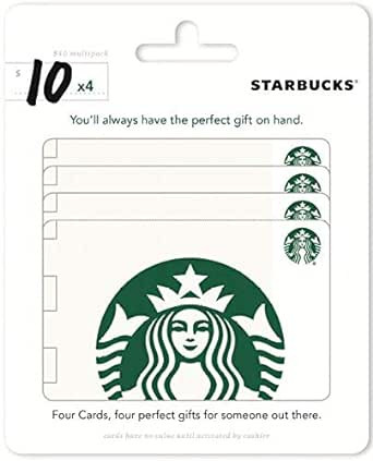 Starbucks $10 Gift Cards (4-Pack) | Amazon (US)