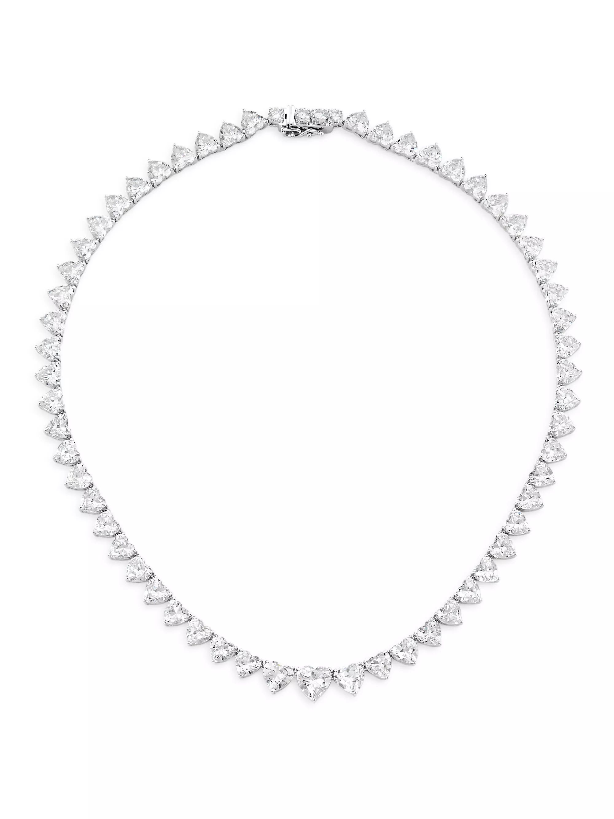 Real Love Sterling Silver & Cubic Zirconia Heart Tennis Necklace | Saks Fifth Avenue