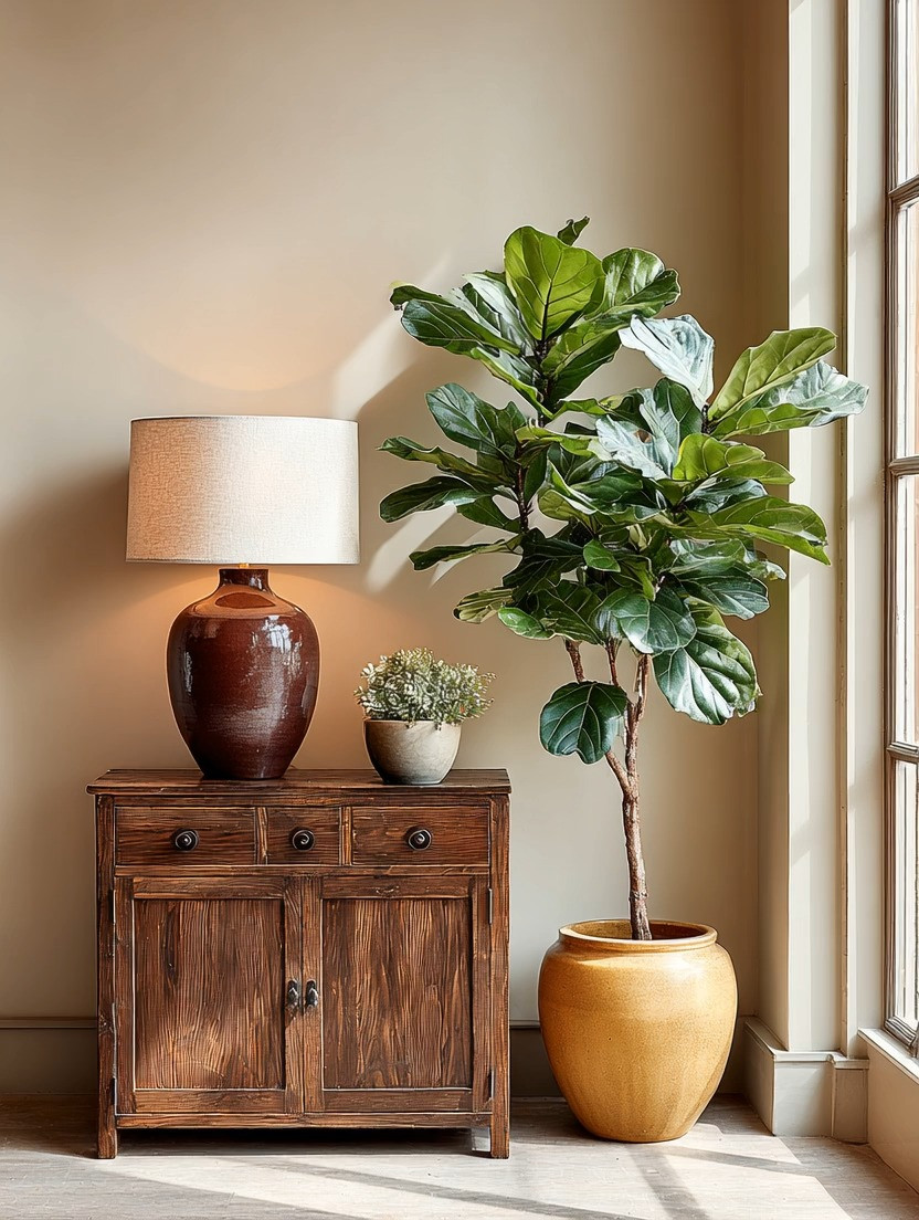 An empty corner is an opportunity, not wasted space.

One of the easiest ways to make a home feel warm, intentional, and beautifully styled is by creating small lifestyle moments like this. A fiddle leaf fig tree paired with a rich brown ceramic table lamp instantly transforms a simple corner into something layered, grounded, and elegant.

The combination works because it balances nature with warmth. The oversized greenery brings softness, calmness, and movement into the room, while the deep brown lamp base and soft ivory shade add richness and understated luxury. Together, they create that perfect balance modern homes need — bold without feeling overwhelming.

This is also where design becomes emotional. Natural elements like indoor trees create a calming energy, while warm earthy tones help a room feel inviting and lived-in. The result feels balanced, grounded, and quietly sophisticated — almost like a subtle yin and yang effect within the space.

The key is to style the corner intentionally. Let one larger plant anchor the area, then pair it with lighting and natural wood textures that echo warmth throughout the room.

We’ve curated multiple fiddle leaf fig trees, statement table lamps, and warm neutral decor pieces in different sizes and finishes so you can build the combination that fits your home beautifully. Because the best interiors are built around thoughtful combinations, not random decor.

#HomeDecor #FiddleLeafFig #QuietLuxury #ElegantAndDriven 

 #LTKHome