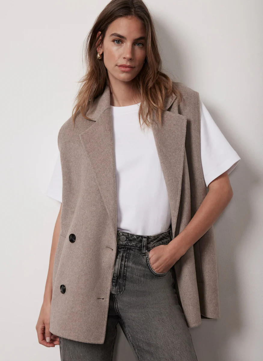 Beige Sleeveless Blazer | Mint Velvet