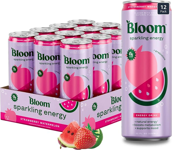 Bloom Nutrition Sparkling Energy Drink - Natural Caffeine, Zero Sugar, 180mg Caffeine - Antioxida... | Amazon (US)