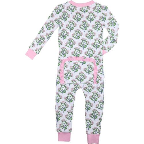 Pink And Green Floral Knit Zipper Pajamas | Cecil and Lou