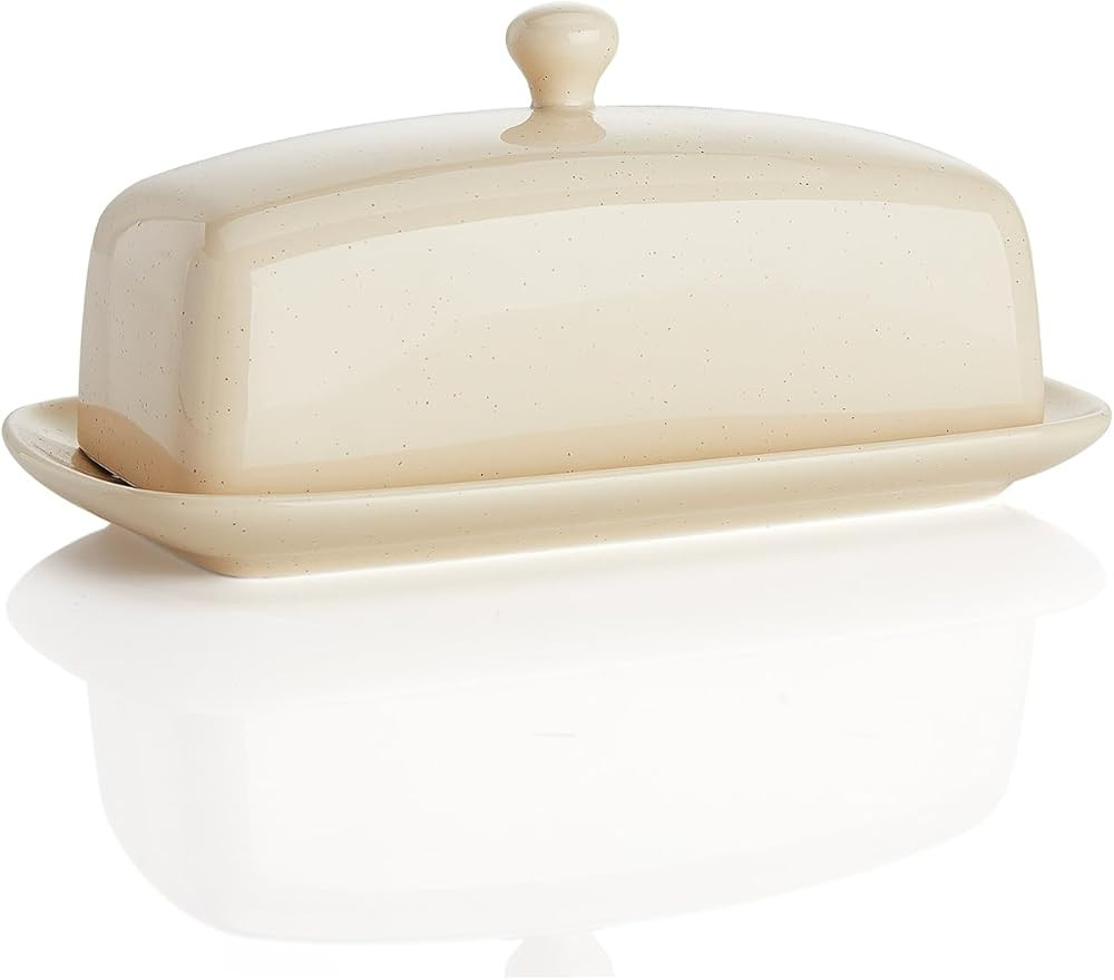 Sweese Butter Dish with Lid, Porcelain Butter Keeper, 7.8 Inch Butter Holder with Handle Cover, B... | Amazon (US)