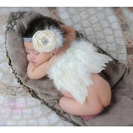 esafio Infant Angel Wing Baby Angel Feather Wings Baby Photo Props Soft Newborn Photography Outfits  | Walmart (US)