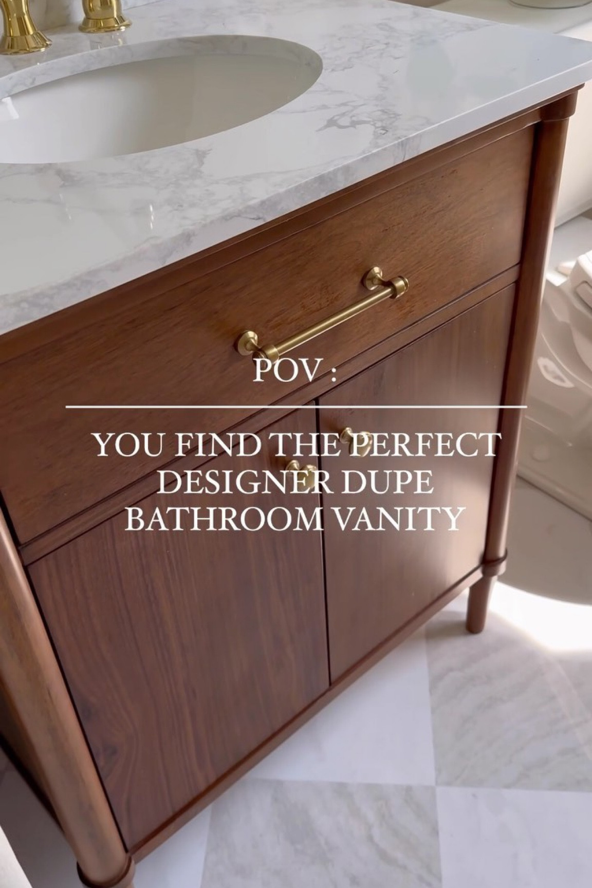 I can’t stop raving about this bathroom vanity. 

The quality is incredible and it seriously looks like a high end designer piece that could cost thousands. 

The best part, the hardware and stone top is included!  #ltkvideo #ltkhome

#LTKSaleAlert #LTKOver40 #LTKHome