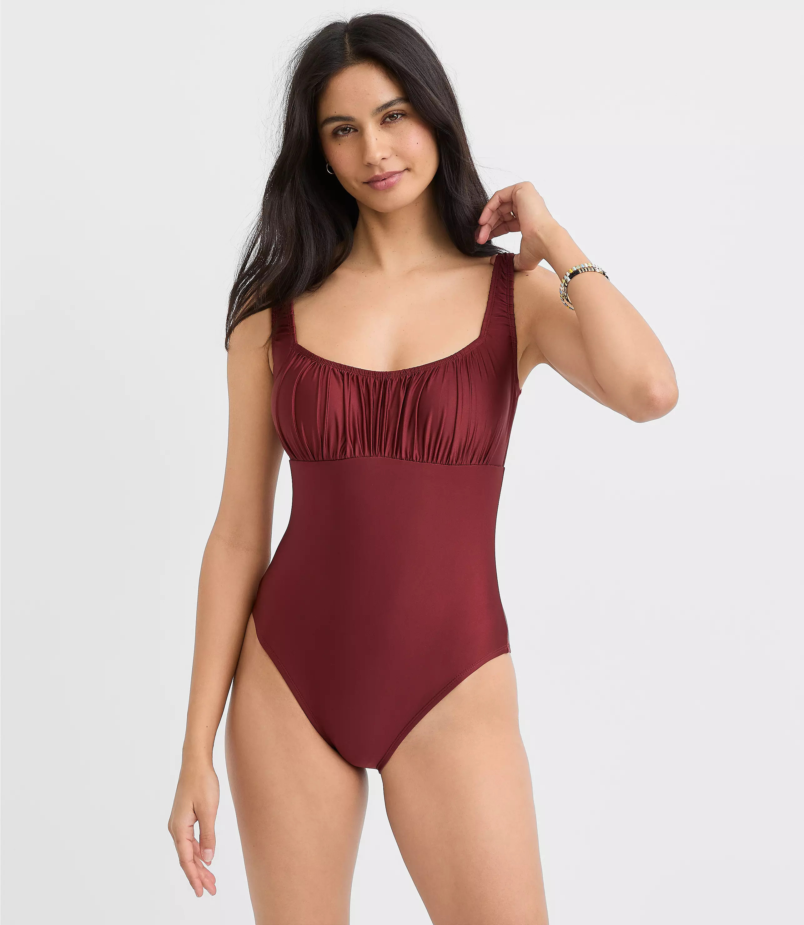LOFT Beach Ruched One Piece Swimsuit | LOFT