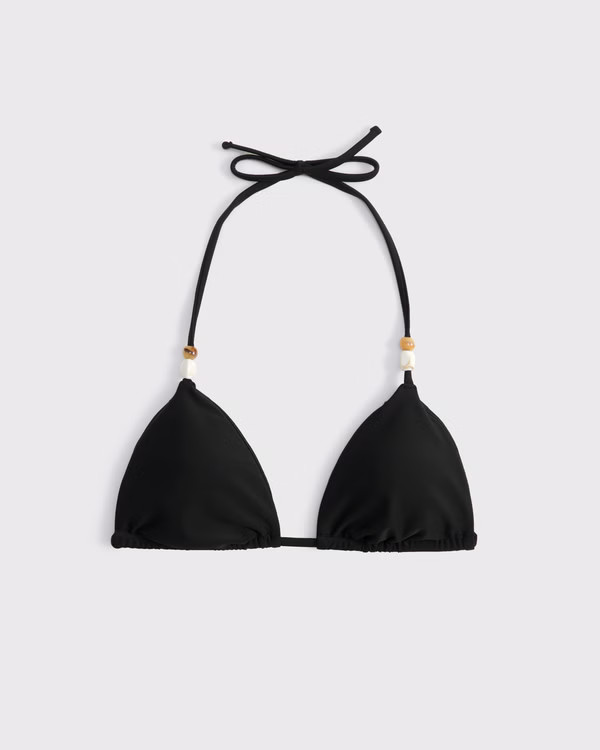 Beaded Halter String Triangle Bikini Top | Abercrombie & Fitch (US)