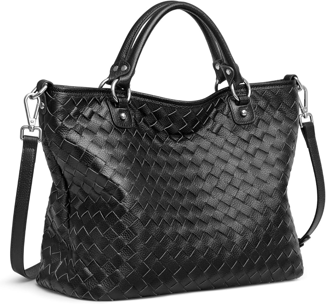 Kattee Woven Bag for Women, Genuine Leather Tote Bag Large Handbag and Purse Retro Handmade Shoul... | Amazon (US)