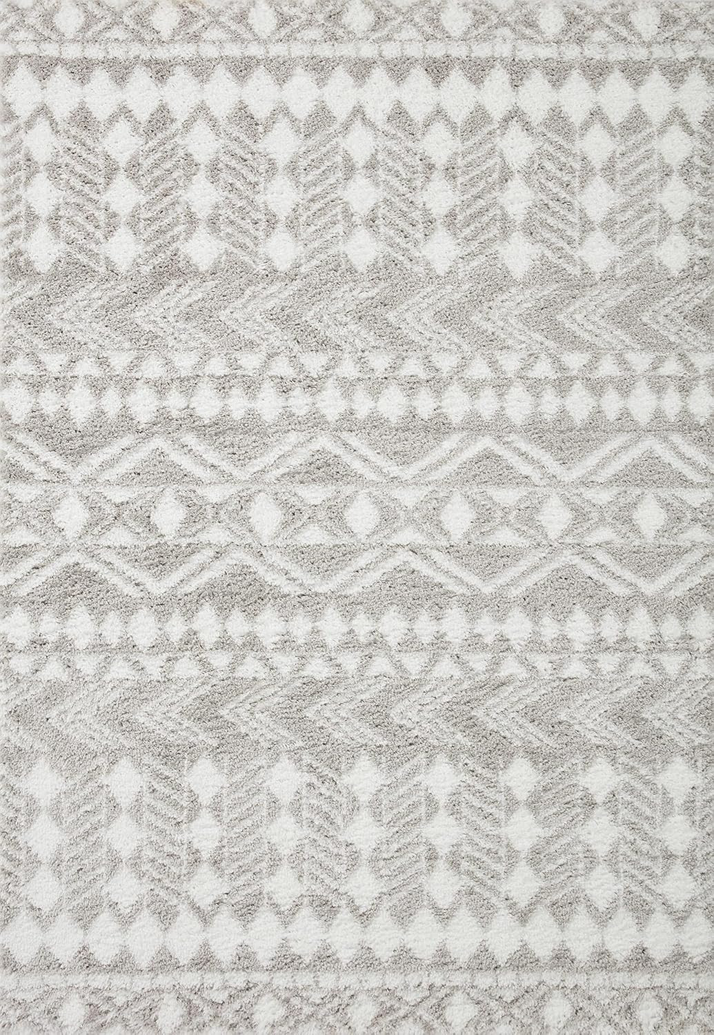 Loloi II Bliss Shag Collection BLS-05 Grey / White, Shags 5'-3" x 7'-6" Area Rug | Amazon (US)