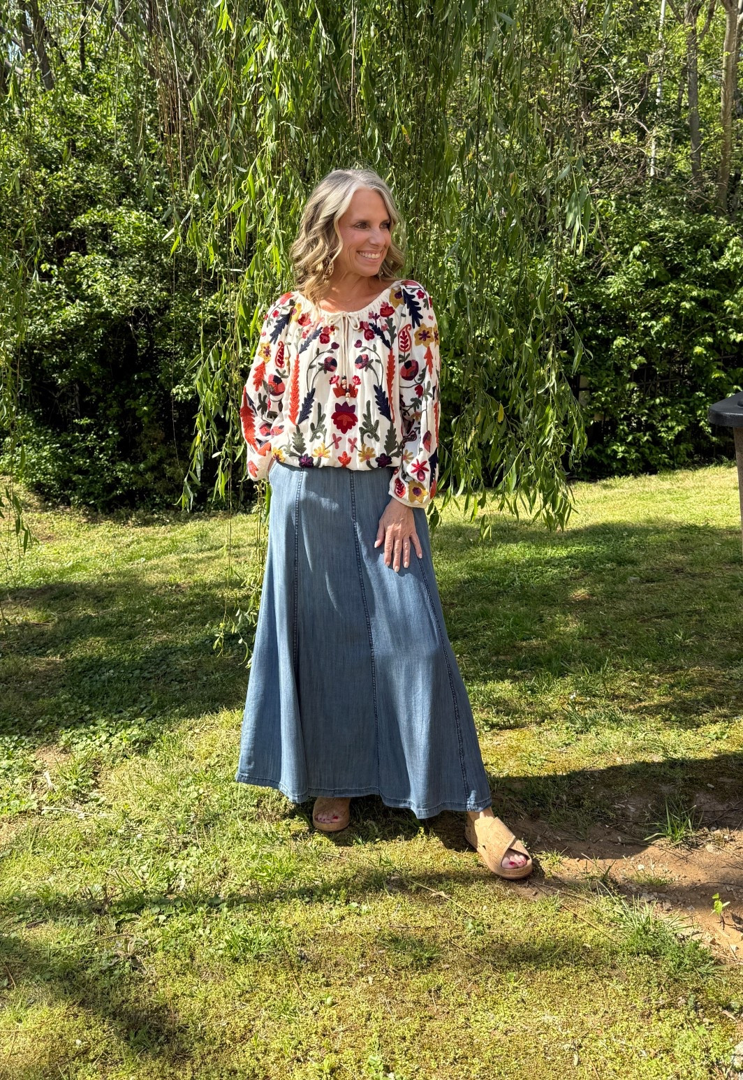 Casual boho look for 2 seasons from Soft Surroundings. Wearing XS skirt and PS shirt 

#LTKootd #LTKOver40 #LTKgrwm