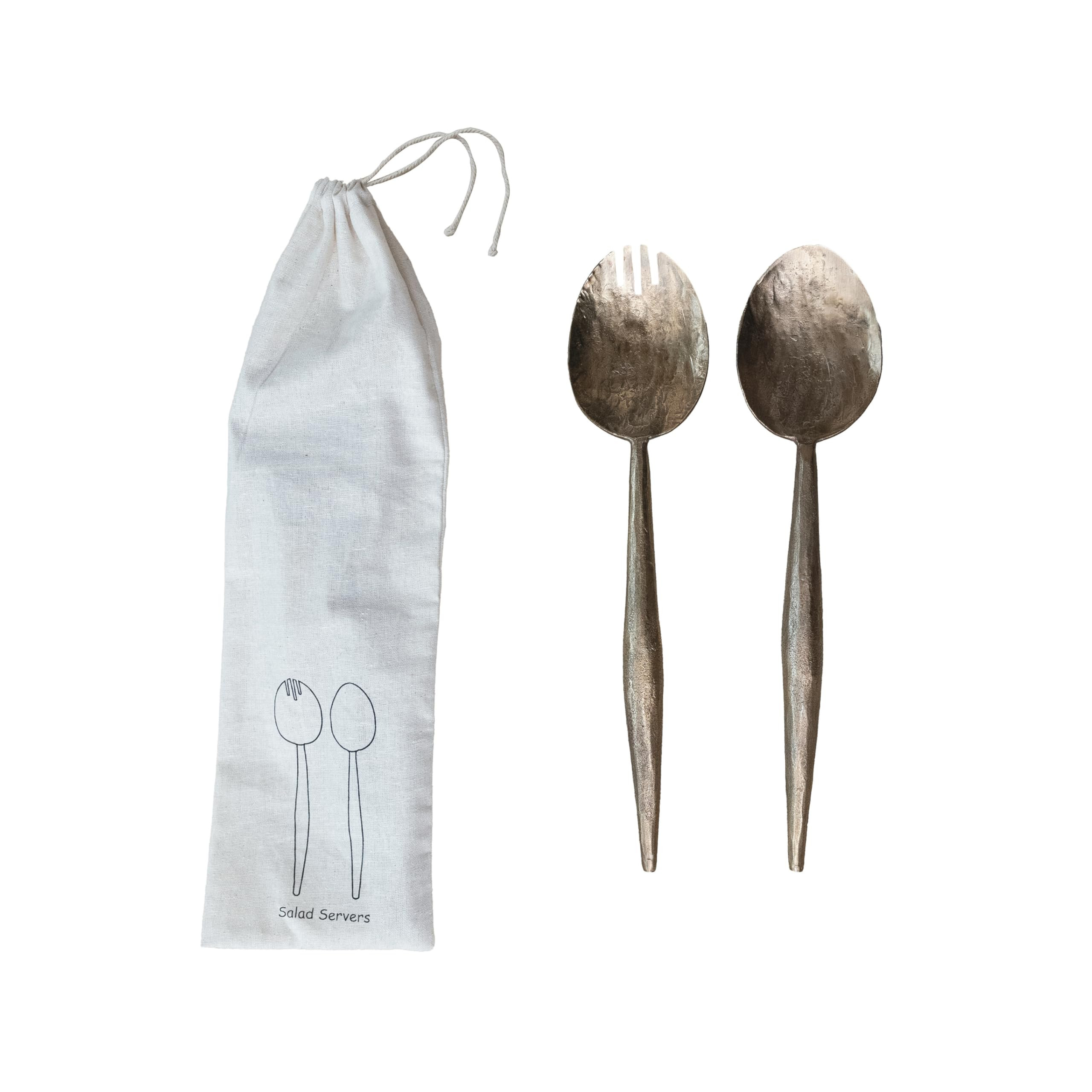 Creative Co-Op Forged Salad Server Set, Electroplated Finish | Amazon (US)