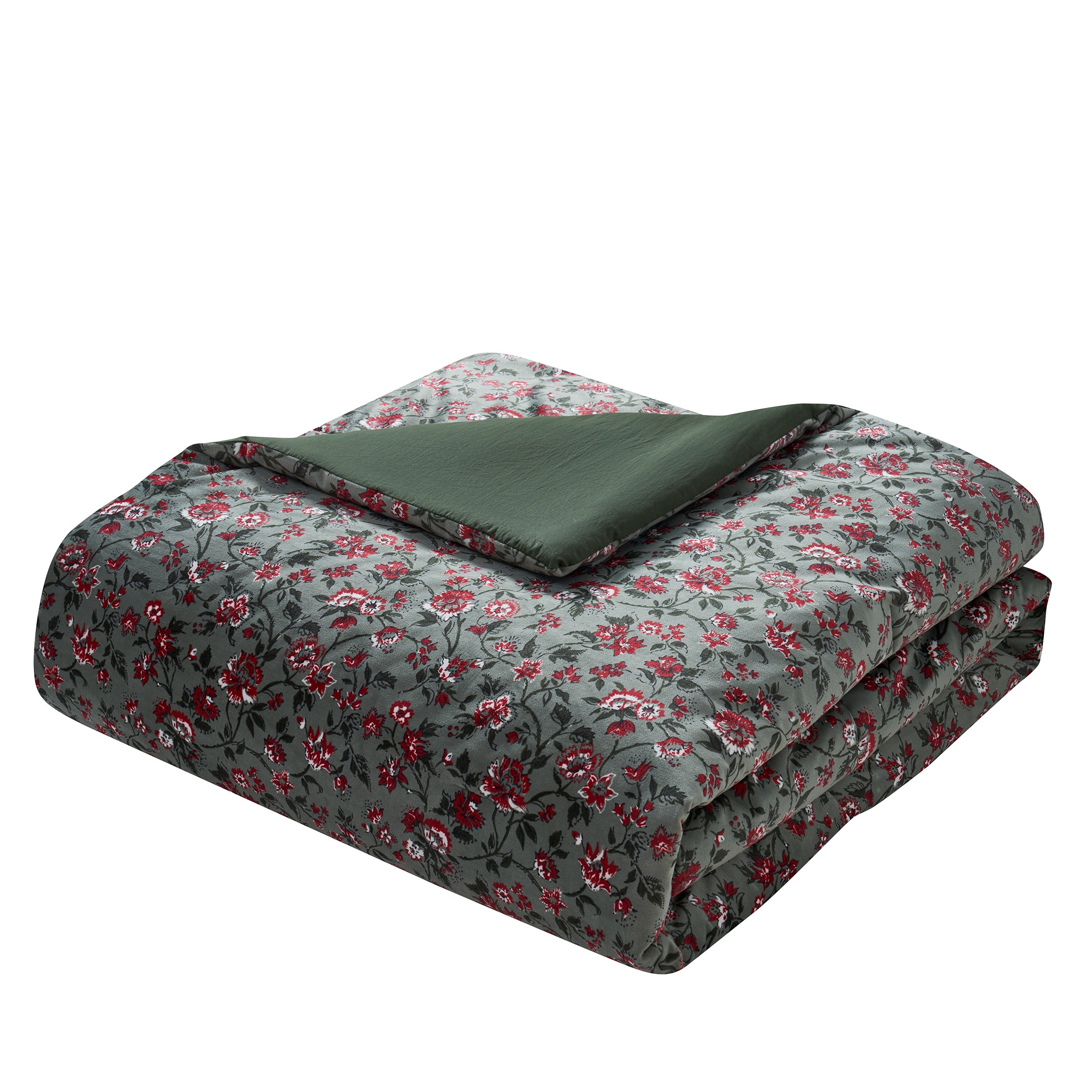 My Texas House Stacy 3-Piece Green Floral Printed Velvet Comforter Set, King | Walmart (US)
