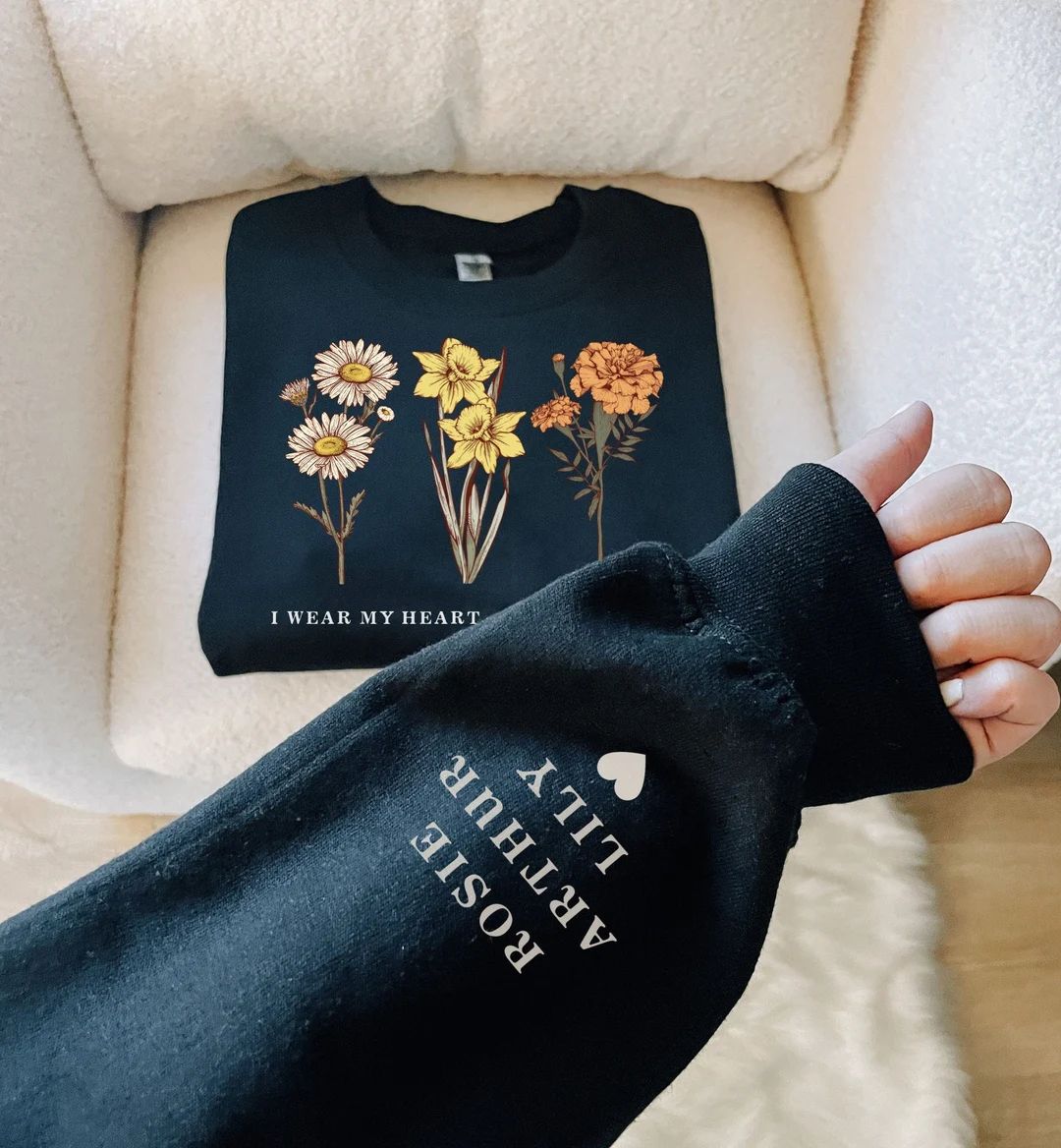 Custom Birth Month Sweatshirt Birth Flower Sweater Birth - Etsy | Etsy (US)